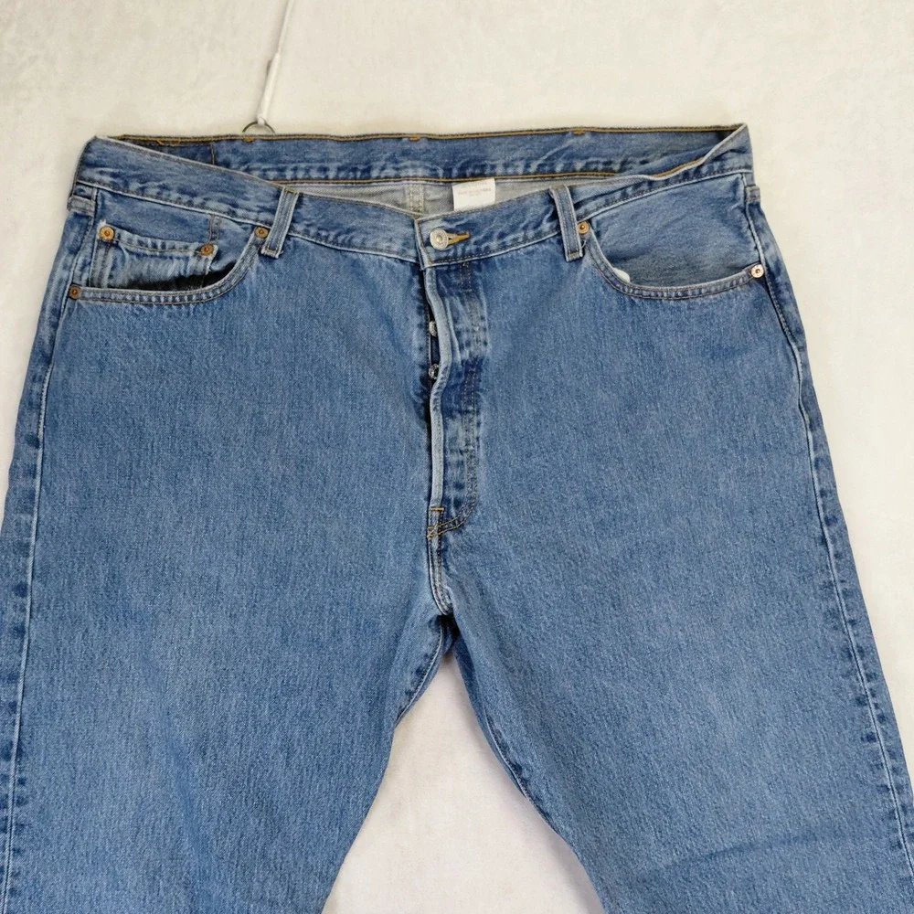 Levis 501 Original Fit Jeans Mens 42x30 Blue Button Fly Vintage Denim Pants